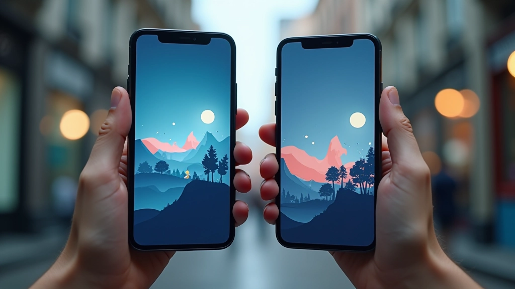 Mobile device comparison showing smooth 60fps animation on modern phone versus stuttering animation on older device